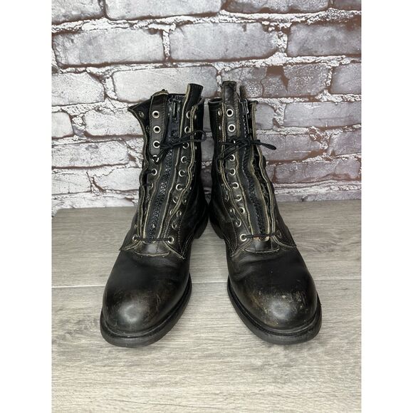 RED WING 4473 Vintage USA BLACK LEATHER ENGINEER MILITARY BOOTS 8D US STEEL TOE main image 4